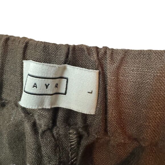 AYR The Tourist Linen Pants Womens L Elastic Waist Sicilian Umber Brown Resort - Picture 6 of 14